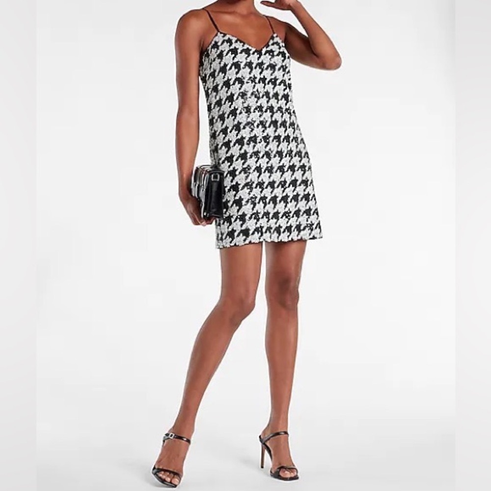 Express Houndstooth Sequin V-Neck Mini
Slip Dress Size S. NWT